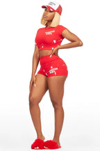 Tatyana Red Fur Slides