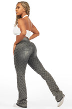 Sareka Grey Wash Rhinestone Stacked Flare Jean