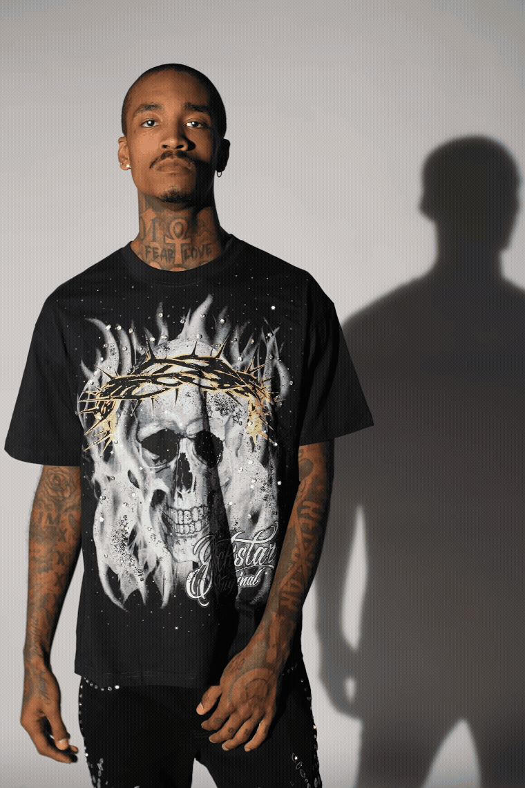 Blaise Black Graphic Rhinestone T-Shirt