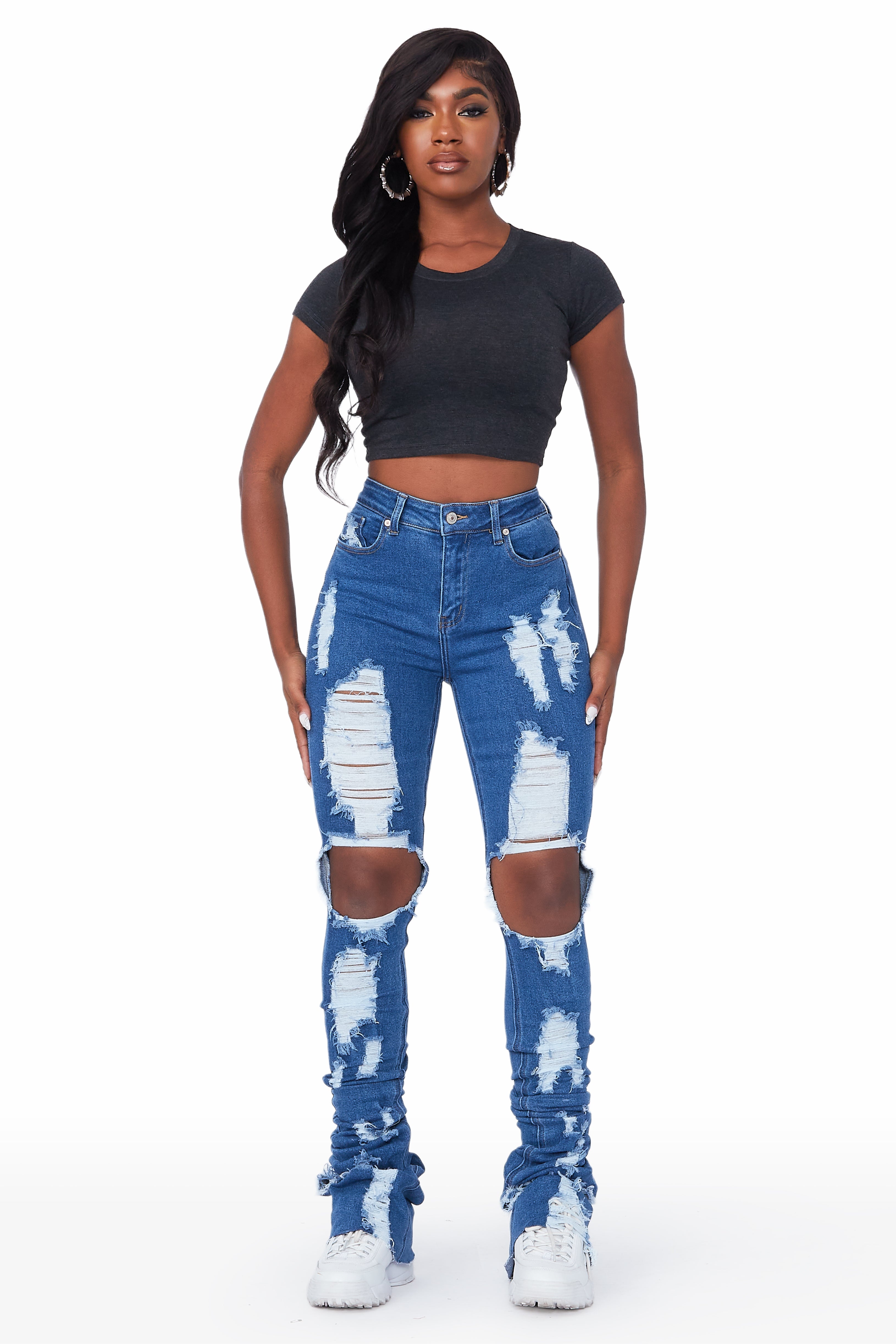 Marely Medium Wash Super Stacked Jean