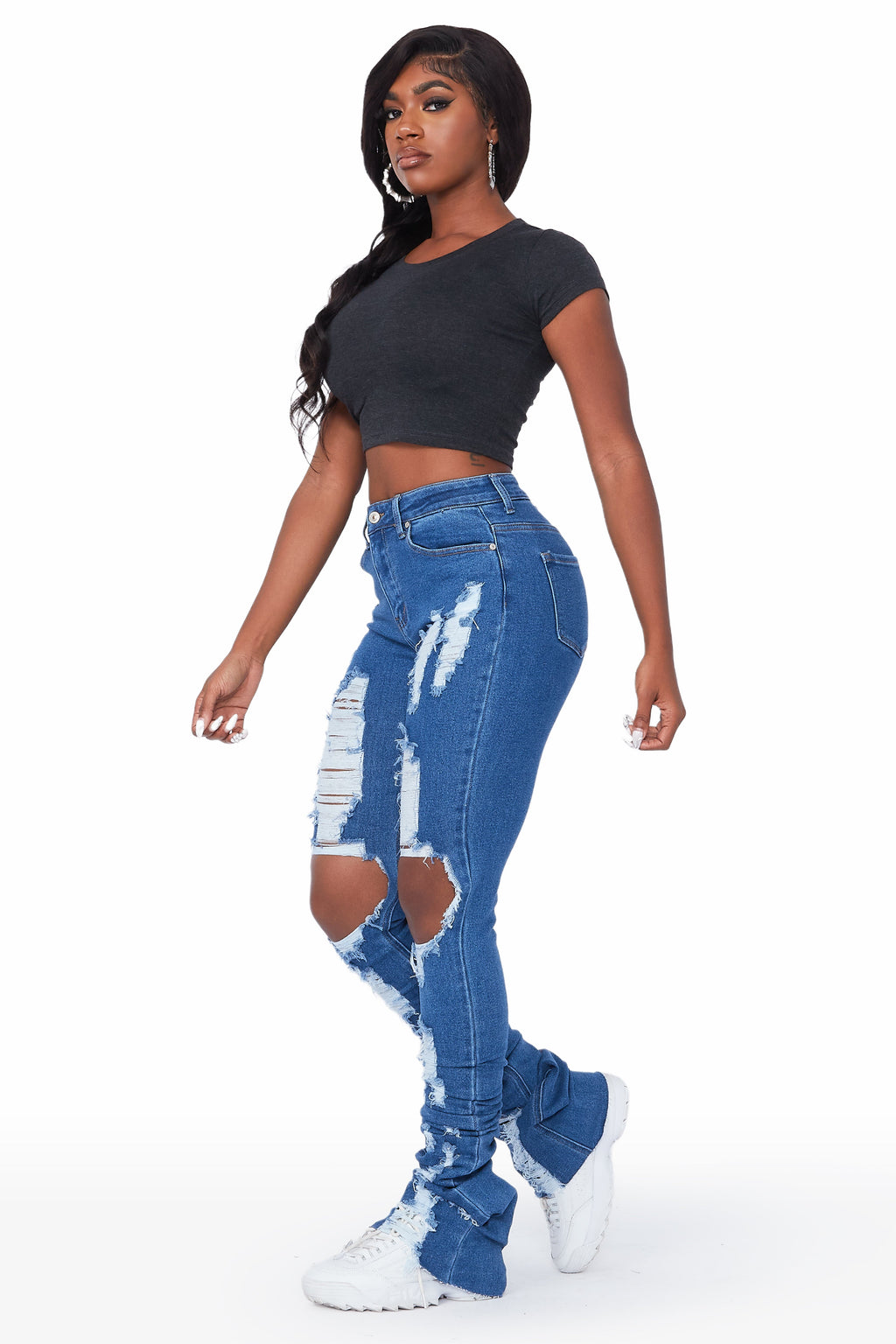 Marely Medium Wash Super Stacked Jean