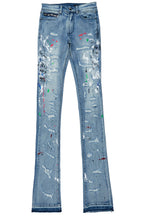 Misael Blue Painter Super Stacked Flare Jean