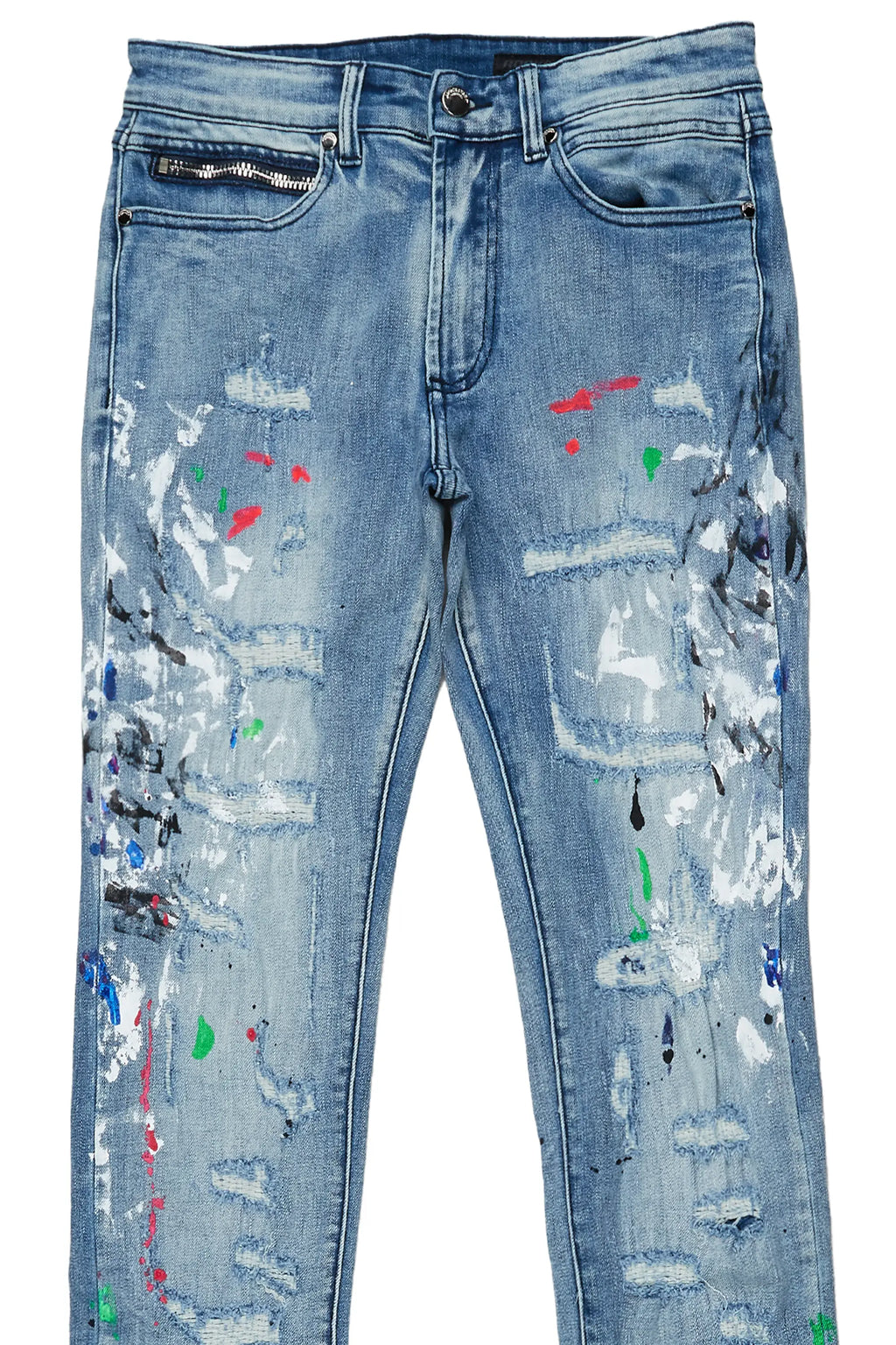 Misael Blue Painter Super Stacked Flare Jean