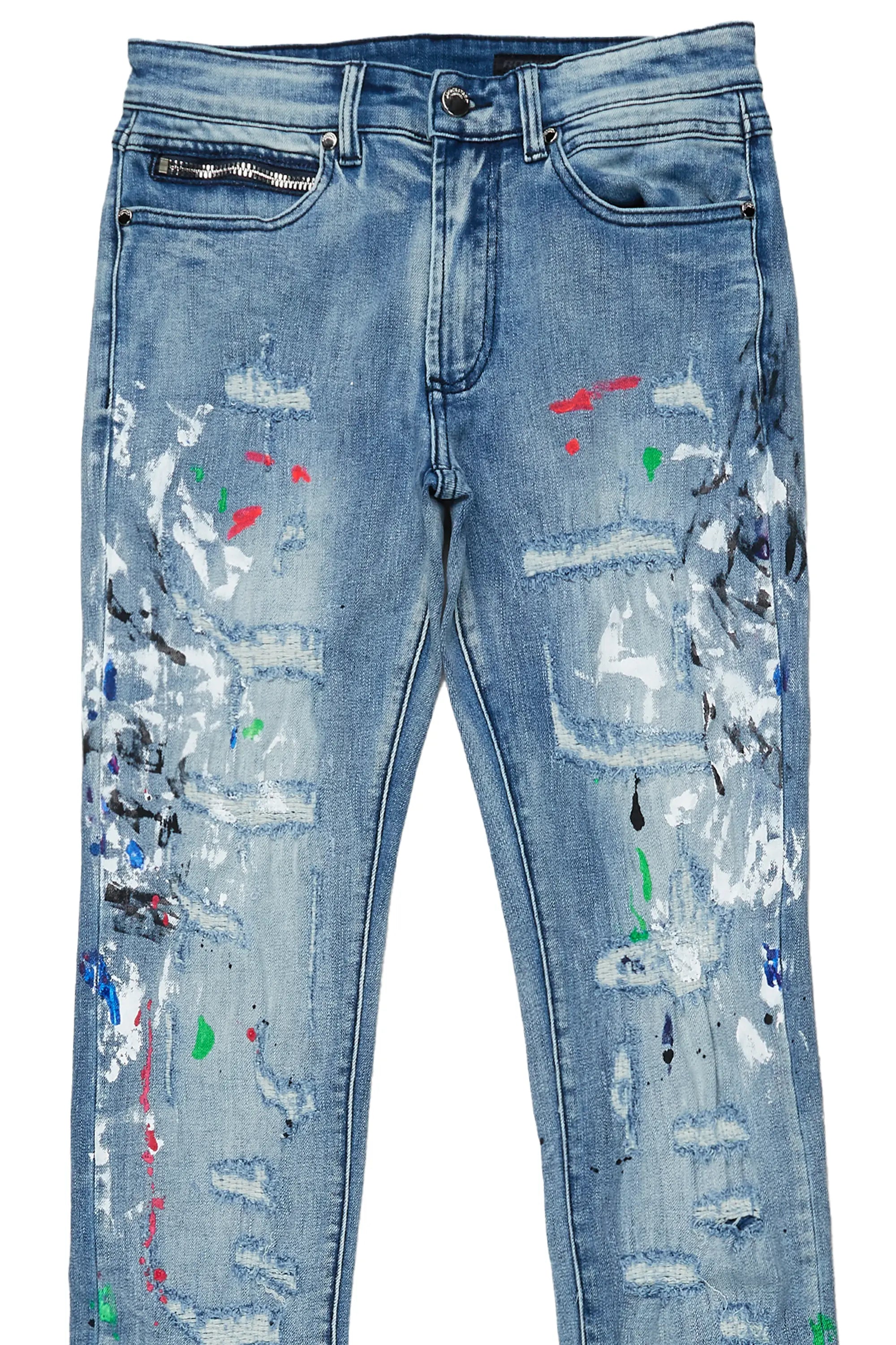 Misael Blue Painter Super Stacked Flare Jean
