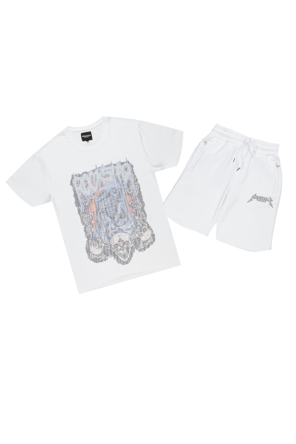 Moroccan White Graphic T-Shirt Short Set