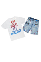 Noa Blue T-Shirt Denim Short Set