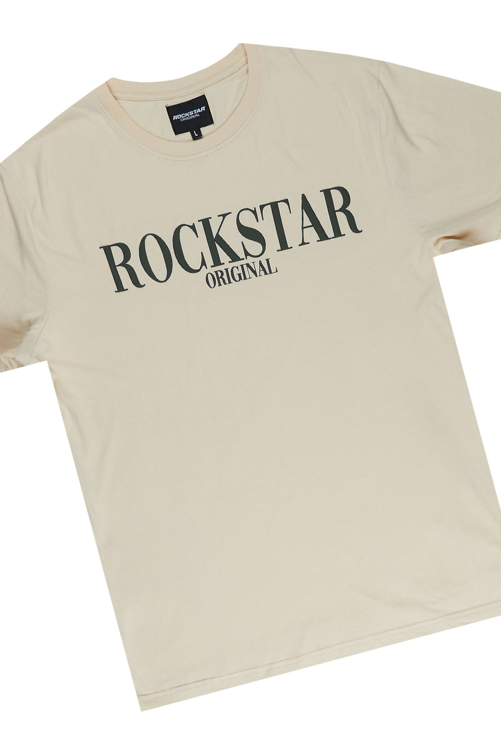 Octavio Beige/Green Basic T-Shirt Short Set