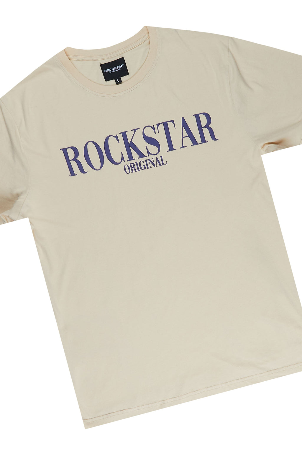 Octavio Beige/Navy Basic T-Shirt Short Set