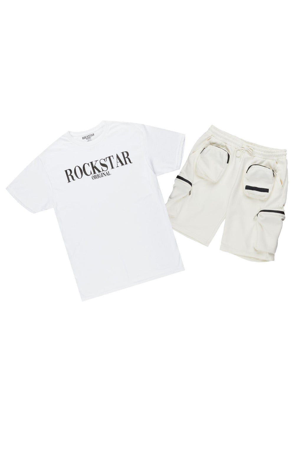 Octavio White/Cream T-Shirt Cargo Short Set