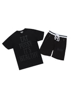 Osman Black Graphic T-Shirt Short Set