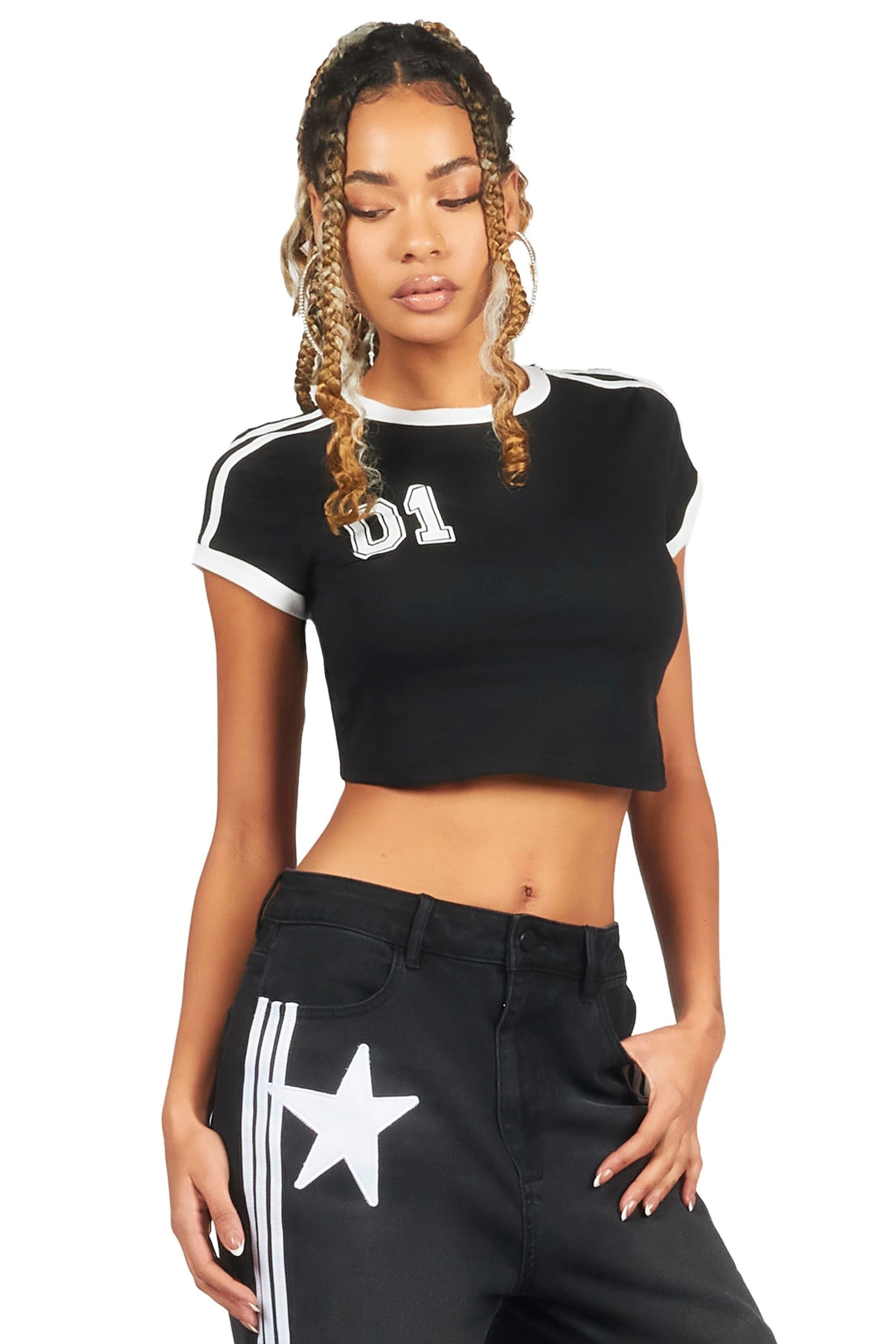 Jeanine Black Crop T-Shirt