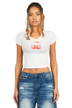 Cherrie White Crop T-Shirt