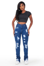 Pippen Dark Wash Cargo Super Stacked Jean