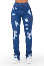 Pippen Dark Wash Cargo Super Stacked Jean