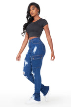 Pippen Dark Wash Cargo Super Stacked Jean