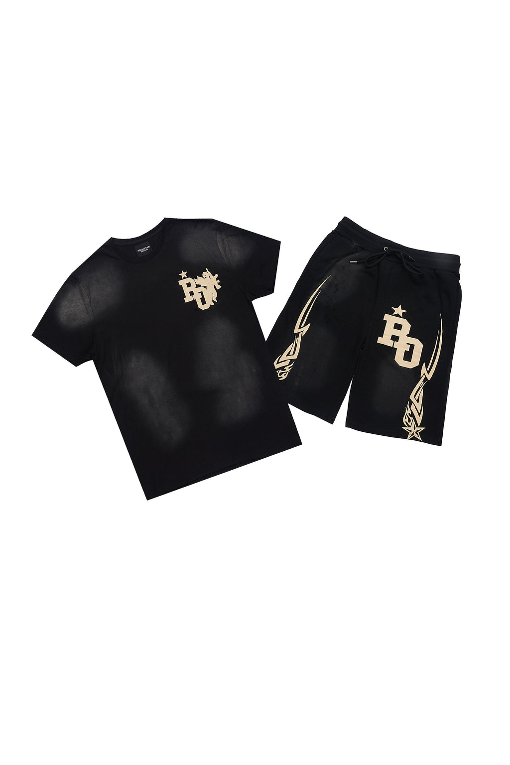 Plutix Black Graphic T-Shirt Short Set