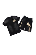 Plutix Black Graphic T-Shirt Short Set