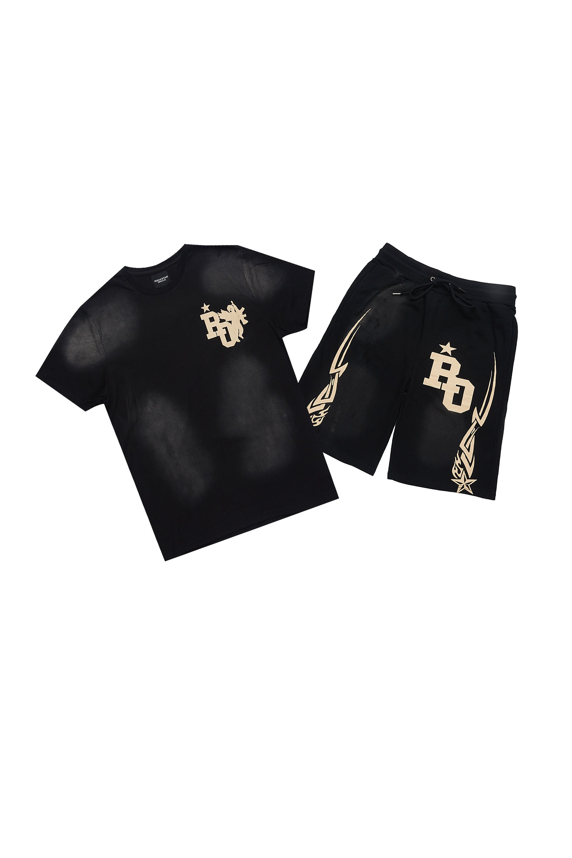 Plutix Black Graphic T-Shirt Short Set