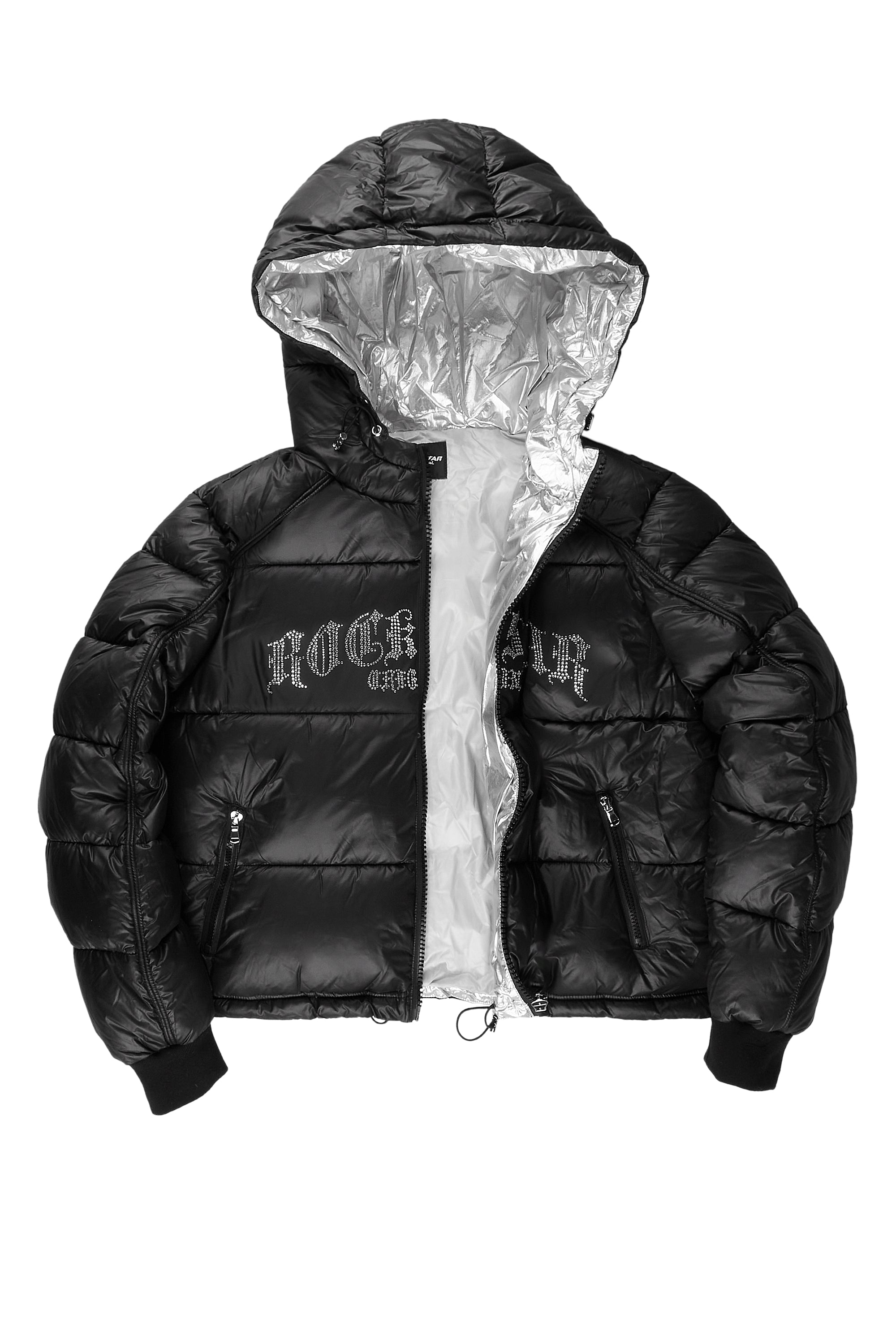Rose Black Puffer Jacket