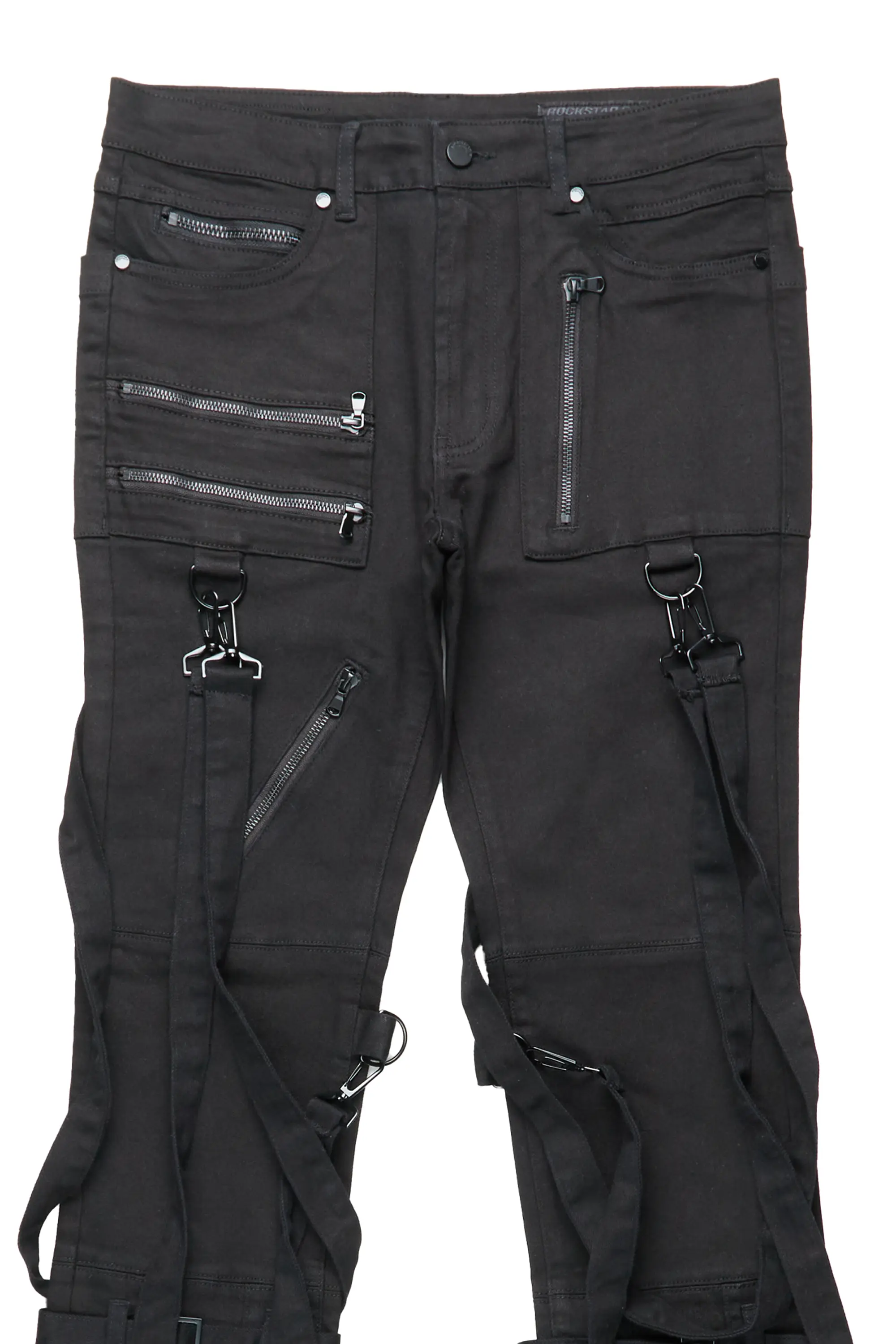 Rowen Black Stacked Flare Jean