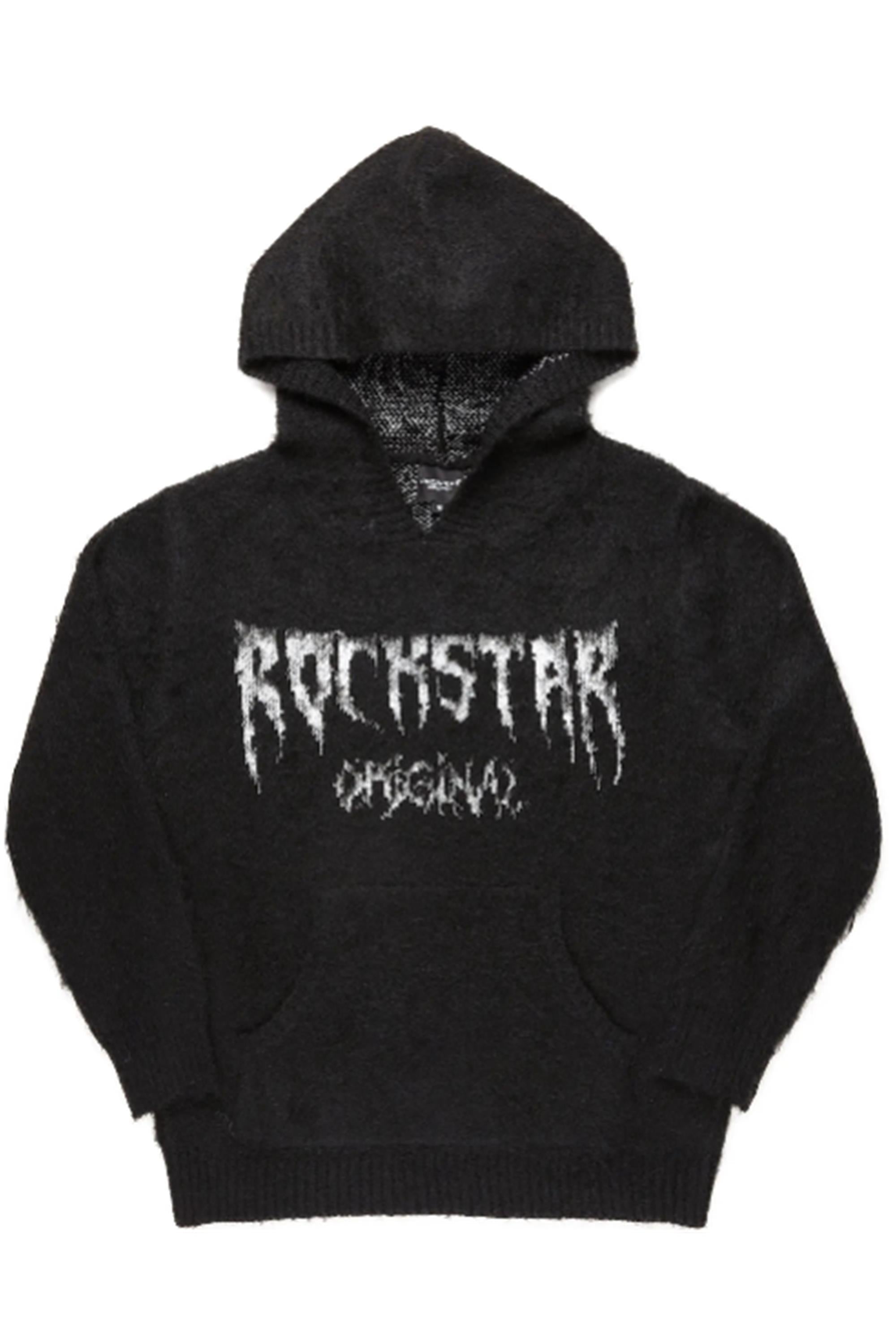 Boys Andros Black Graphic Knit Hoodie