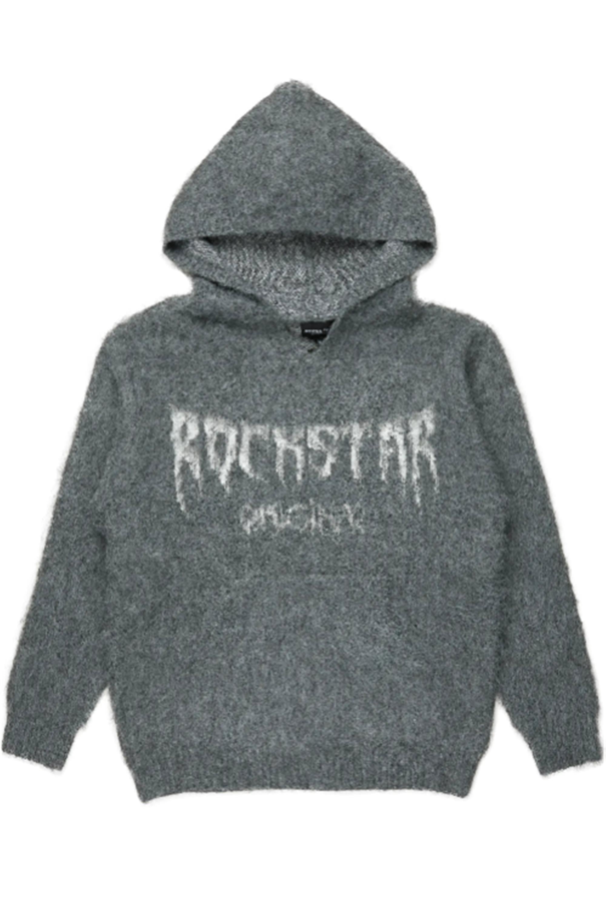 Boys Andros Grey Graphic Knit Hoodie