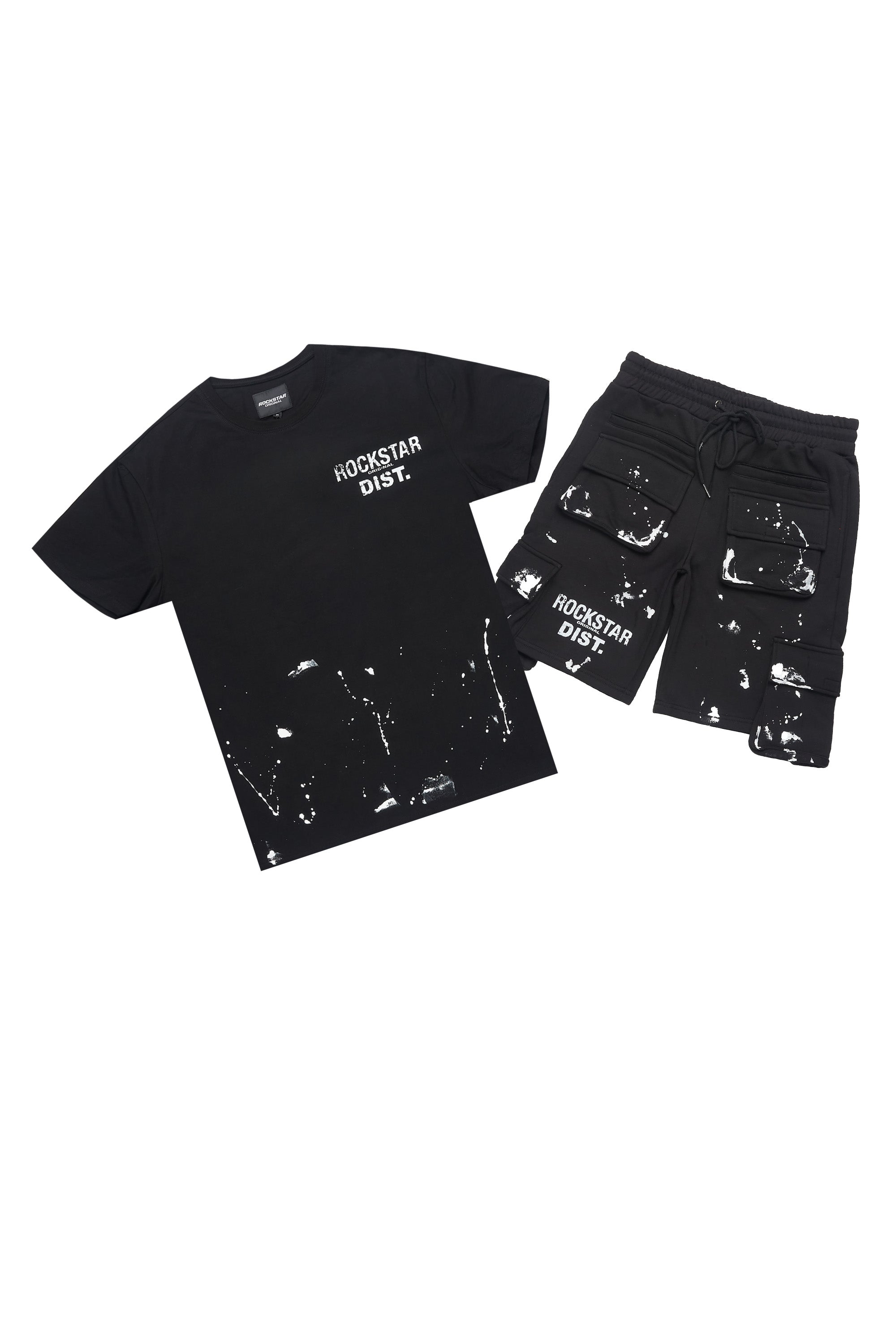 Raffer Black/White T-Shirt Cargo Shorts Set