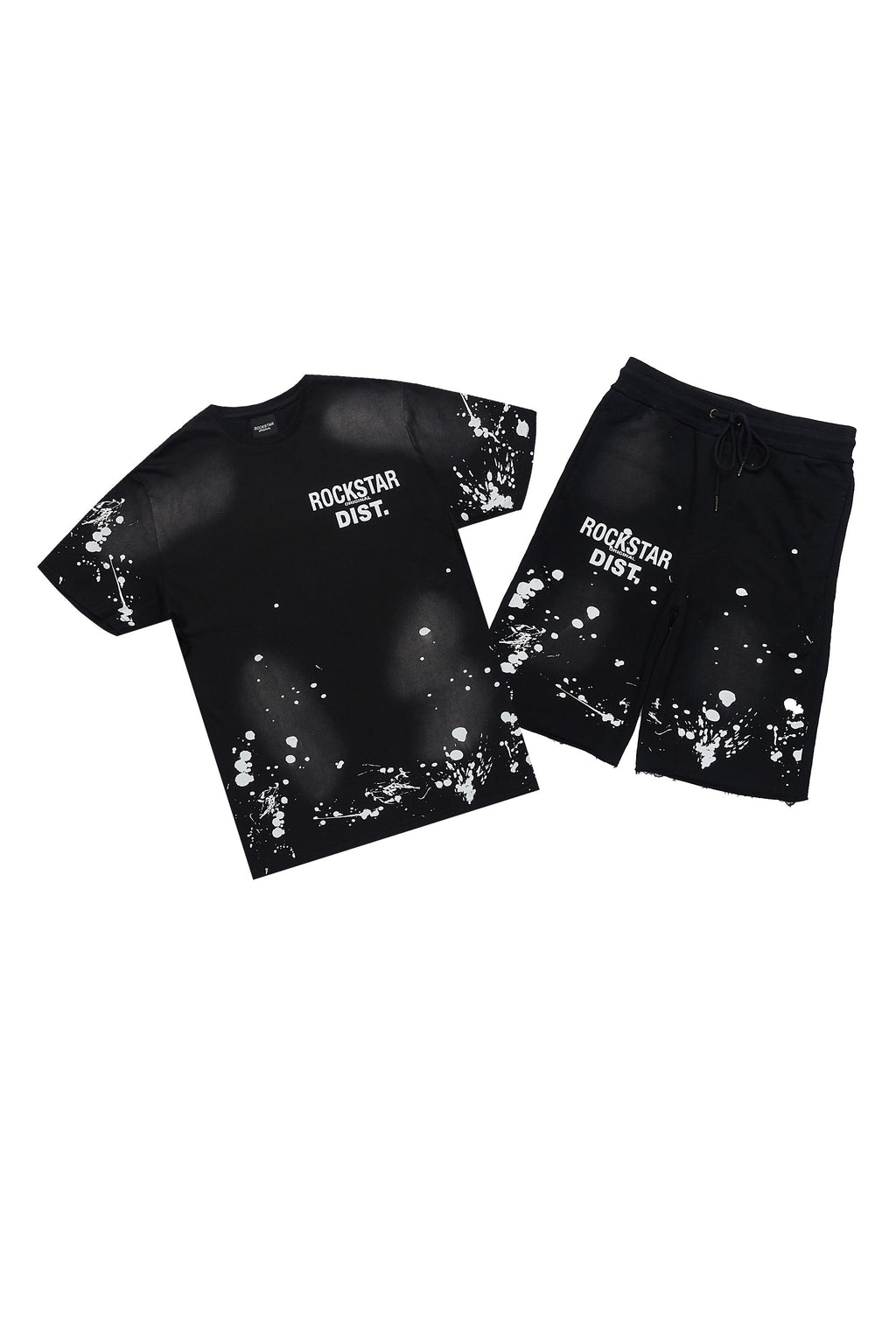 Rafix Black Graphic T-Shirt Short Set