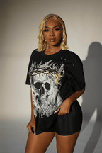 Valenska Black Rhinestone Short Sleeve Tee