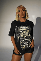 Iyonna Black Rhinestone Short Sleeve Tee