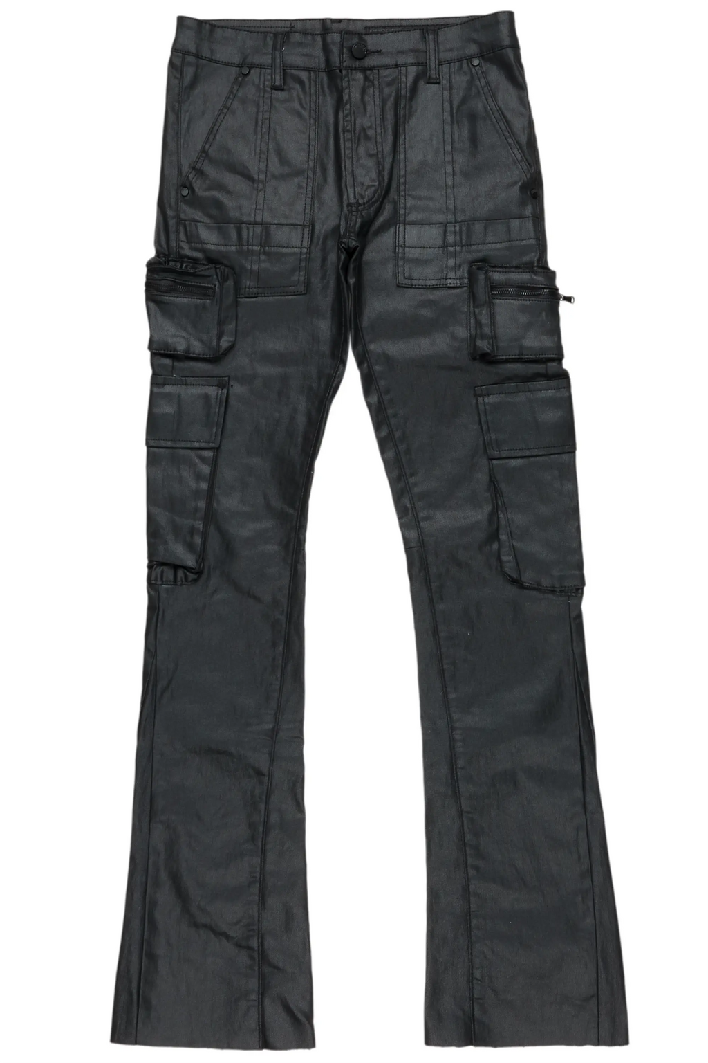 Ritz Black Coated Stacked Flare Jean