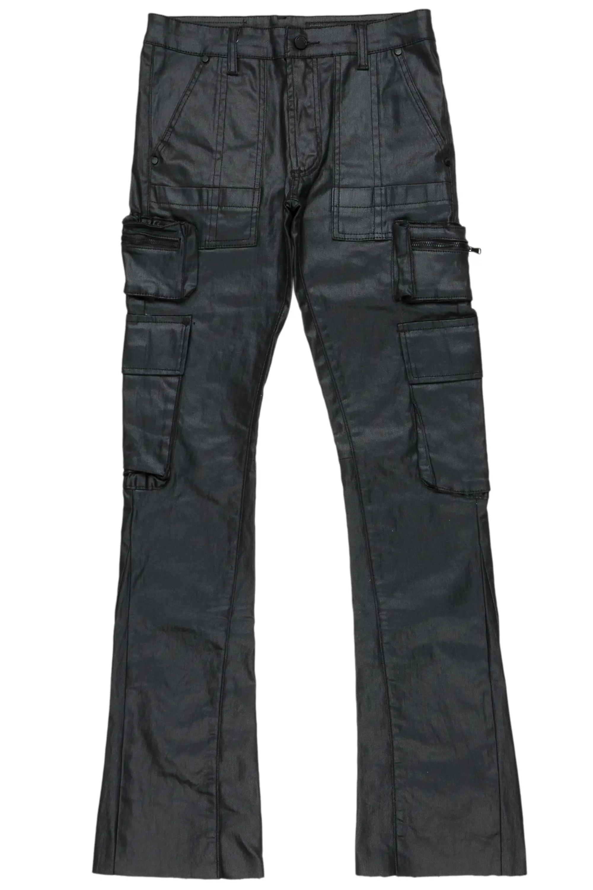 Ritz Black Coated Stacked Flare Jean