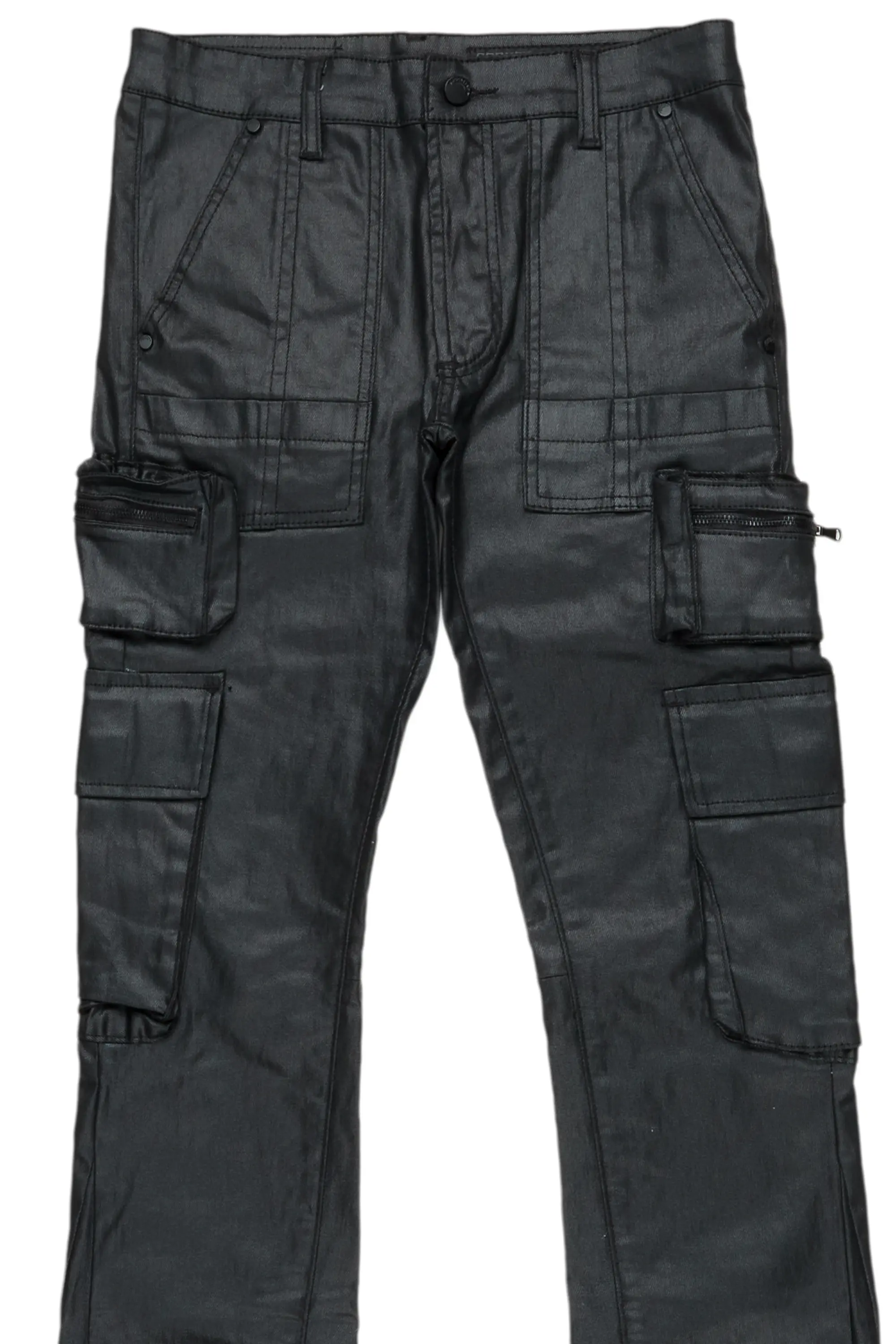 Ritz Black Coated Stacked Flare Jean