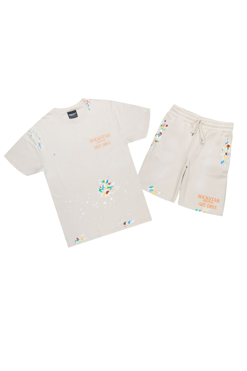 Rockstar Art Dist. Beige/Orange T-Shirt Short Set