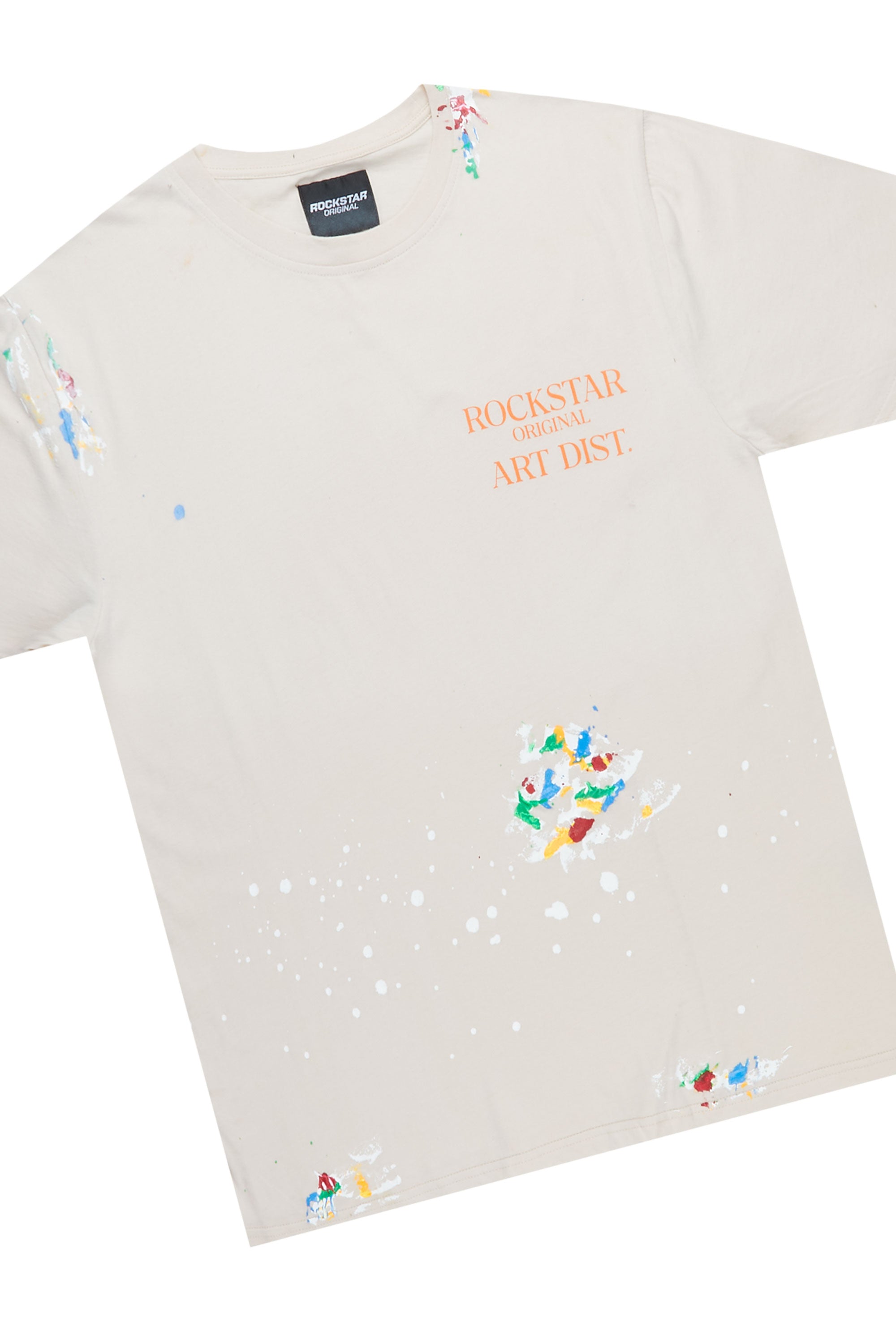 Rockstar Art Dist. Beige/Orange T-Shirt Short Set