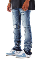 Jaymes Dark Blue Stacked Flare Jean