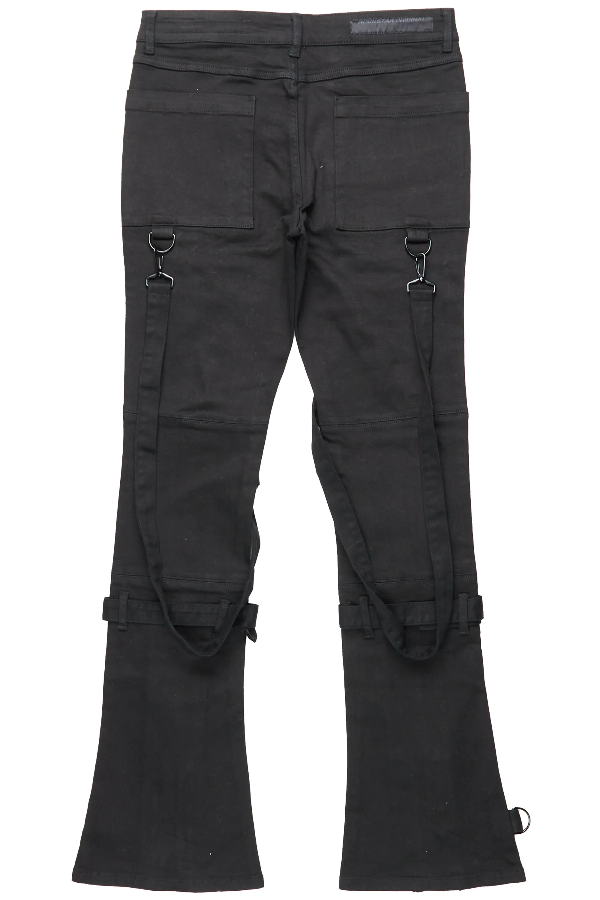 Rowen Black Stacked Flare Jean