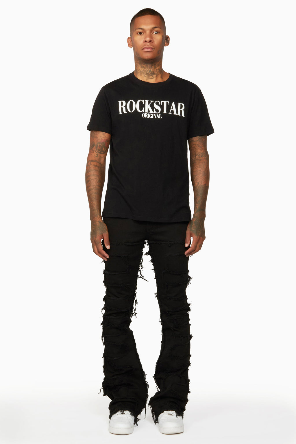 Shake Black Stacked Flare Jean