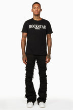 Shake Black Stacked Flare Jean