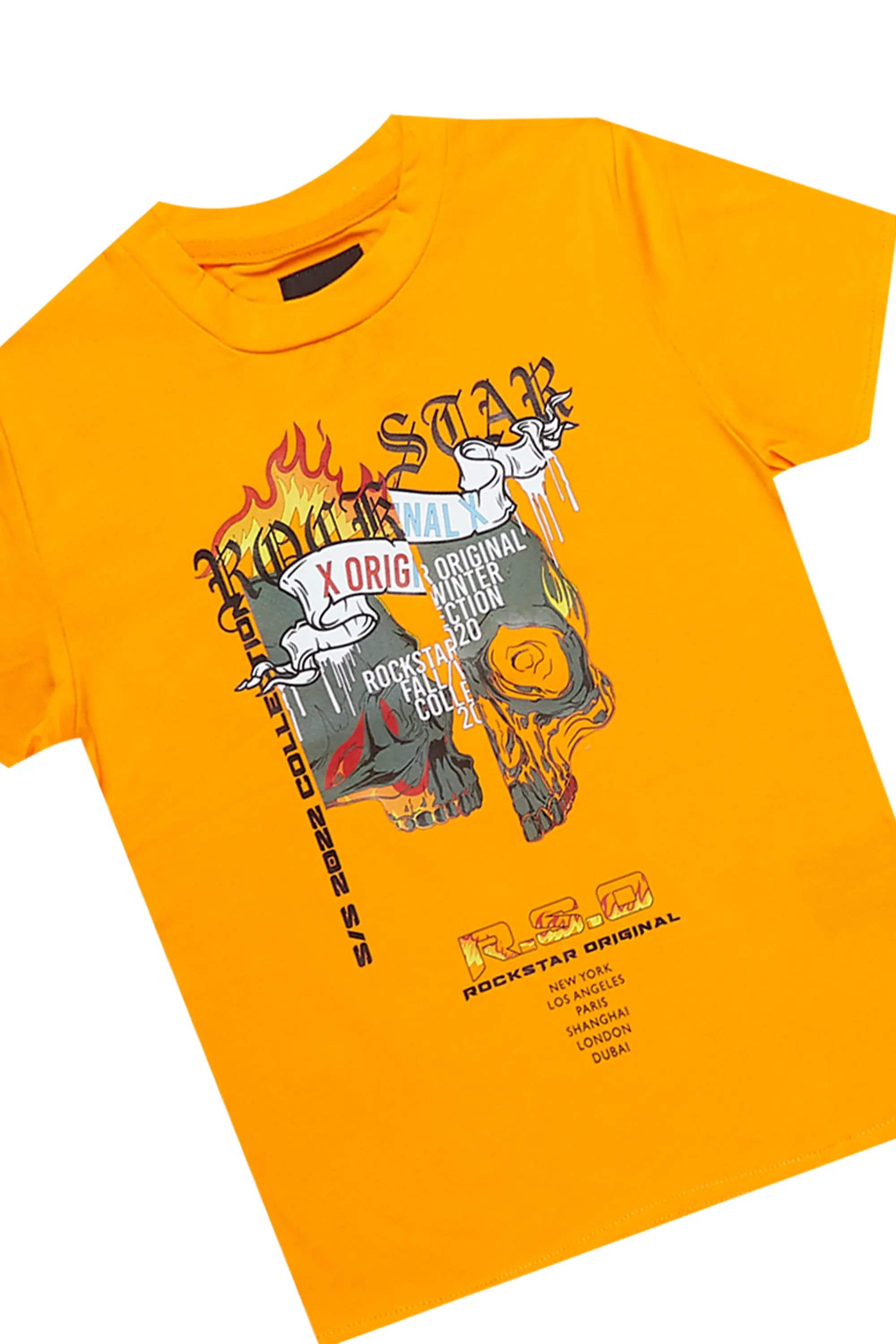 Boys Tyler Orange T-Shirt/Stacked Flare Jean Set