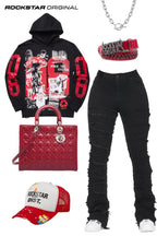 Zariyah Black Stacked Flare Jean