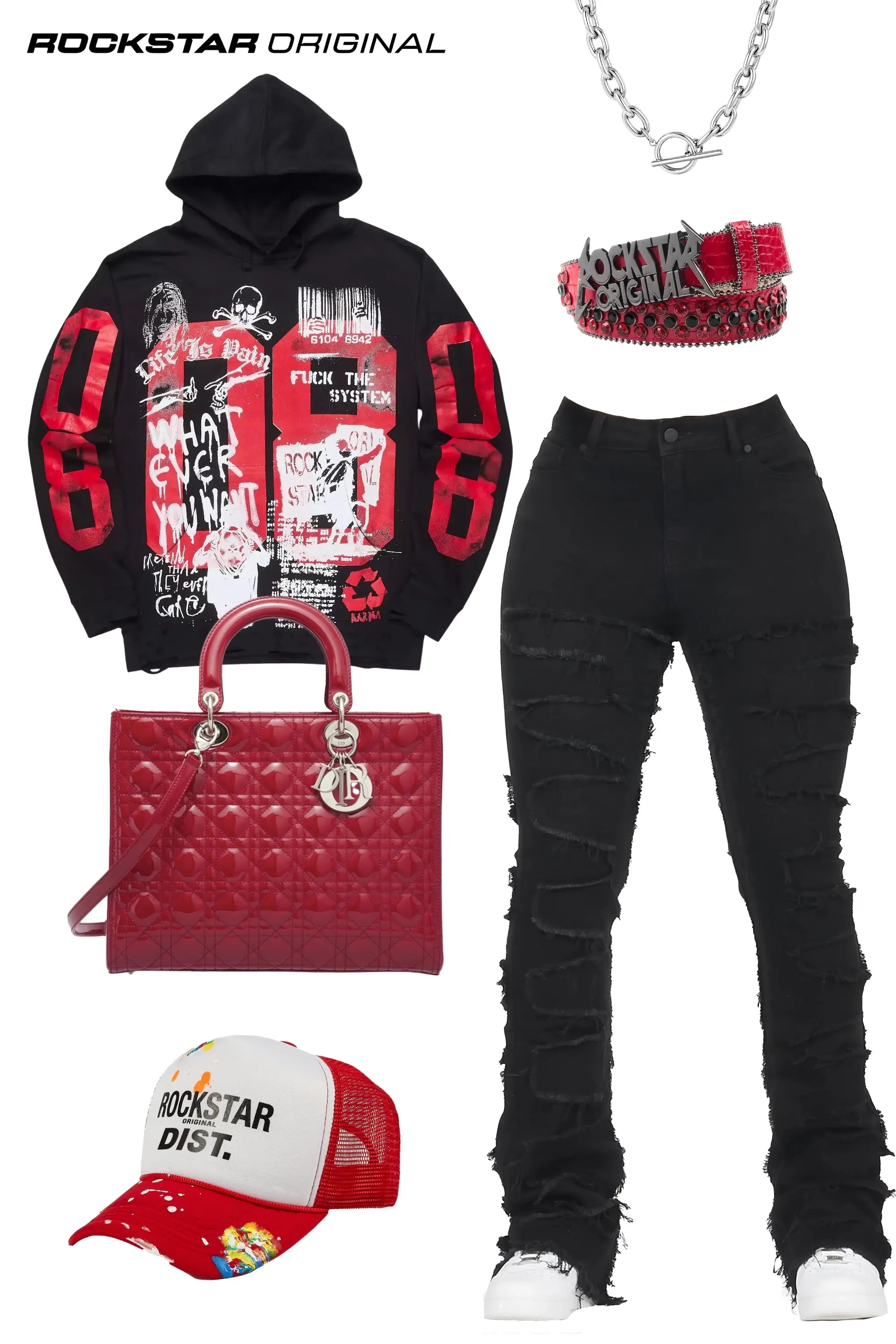 Zariyah Black Stacked Flare Jean