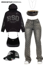 Sareka Grey Wash Rhinestone Stacked Flare Jean