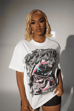 Samaya White Rhinestone Short Sleeve Tee