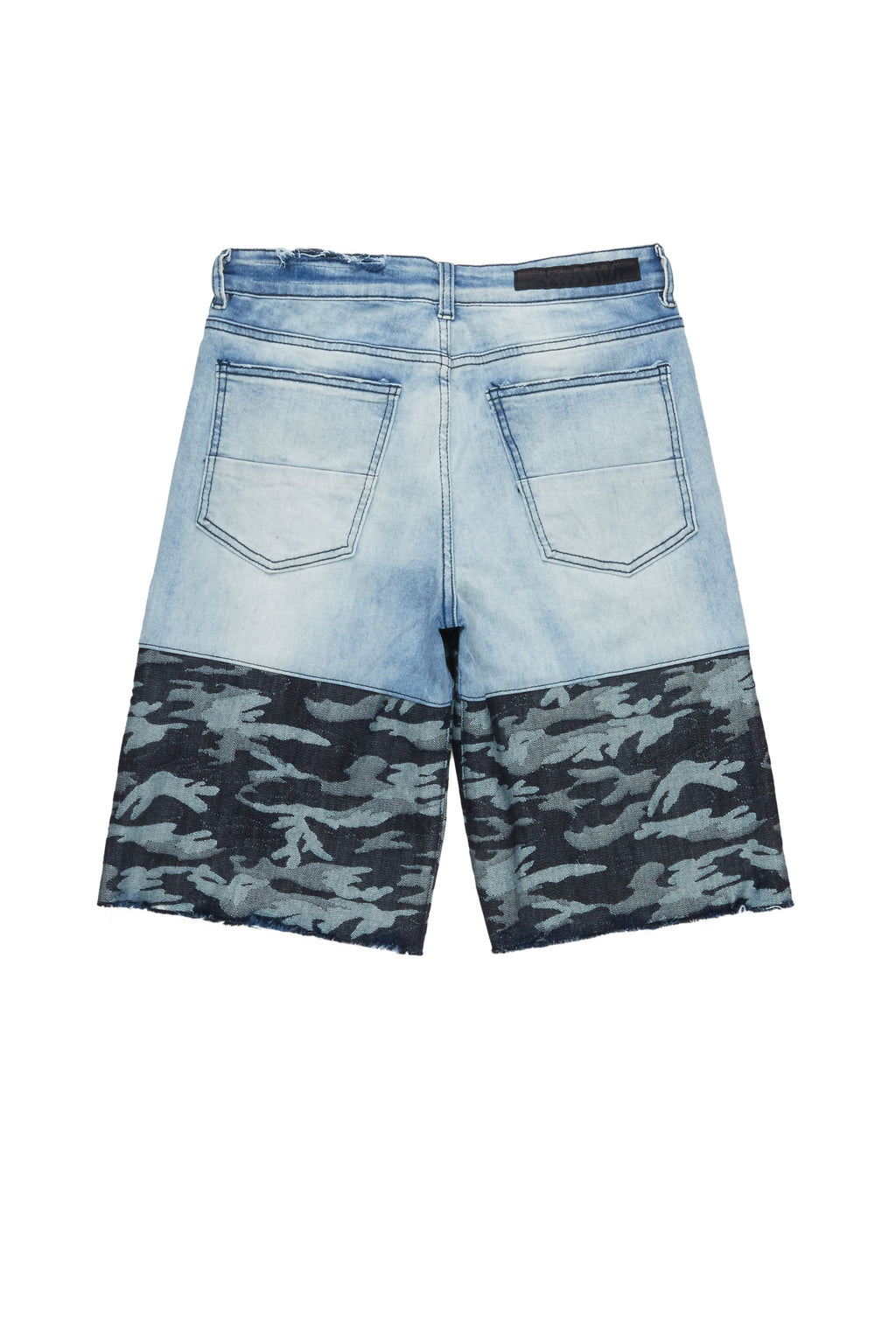 Santigo Blue/Grey Camo Camo Patchwork Denim Short