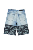 Santigo Blue/Grey Camo Camo Patchwork Denim Short