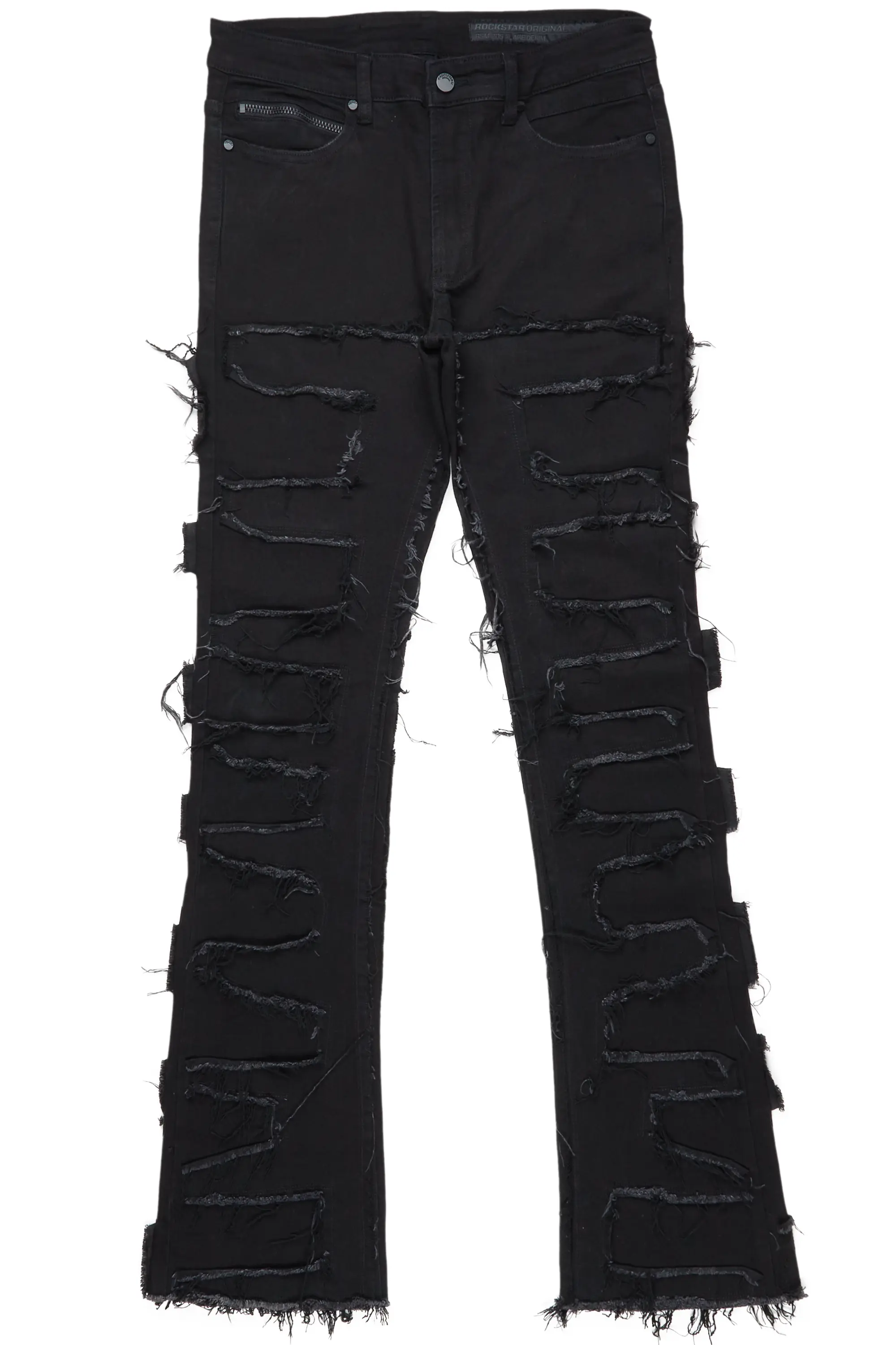 Shake Black Stacked Flare Jean