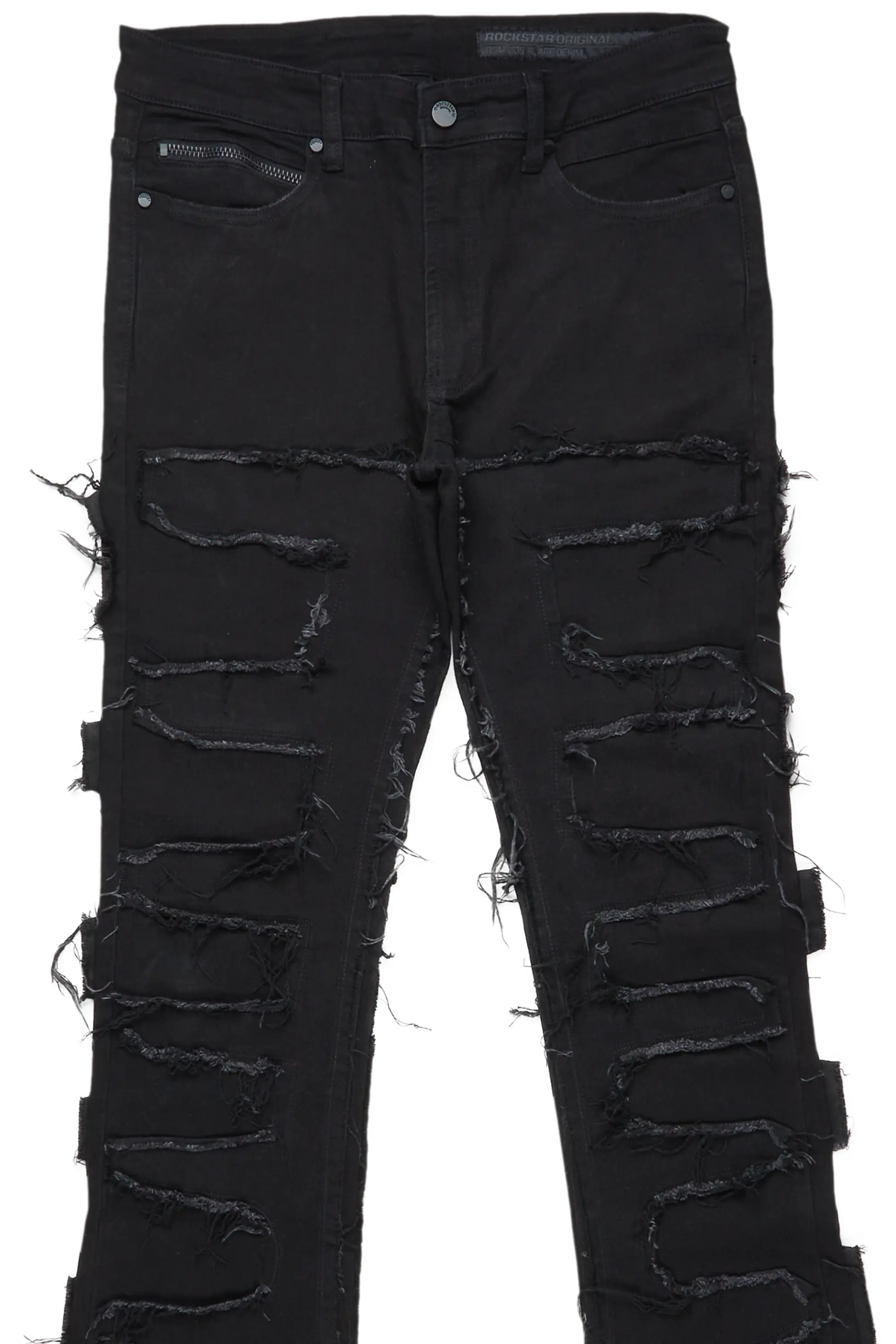 Shake Black Stacked Flare Jean