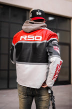 Balint Red/White Leather Moto Jacket