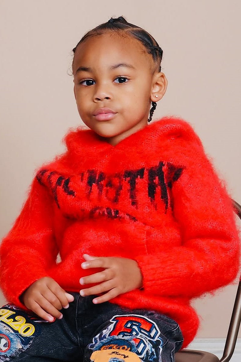 Boys Andros Red Graphic Knit Hoodie